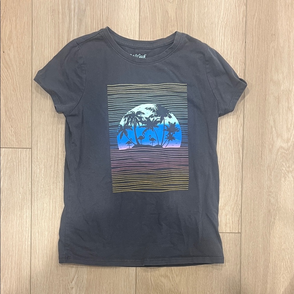 Cat & Jack Kids Tee with Sunset Palm Graphic - Charcoal